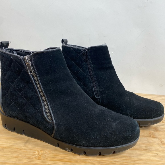 Sole sensibility flex sole black suede & leather quilted ankle boots winter warm - Picture 4 of 11